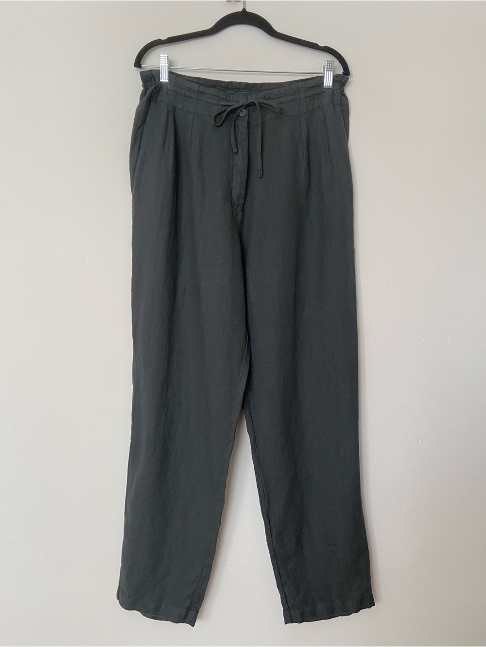 Mes Soeurs et Moi Linen Charcoal Grey Pants Long Flowy Drawstring size XL